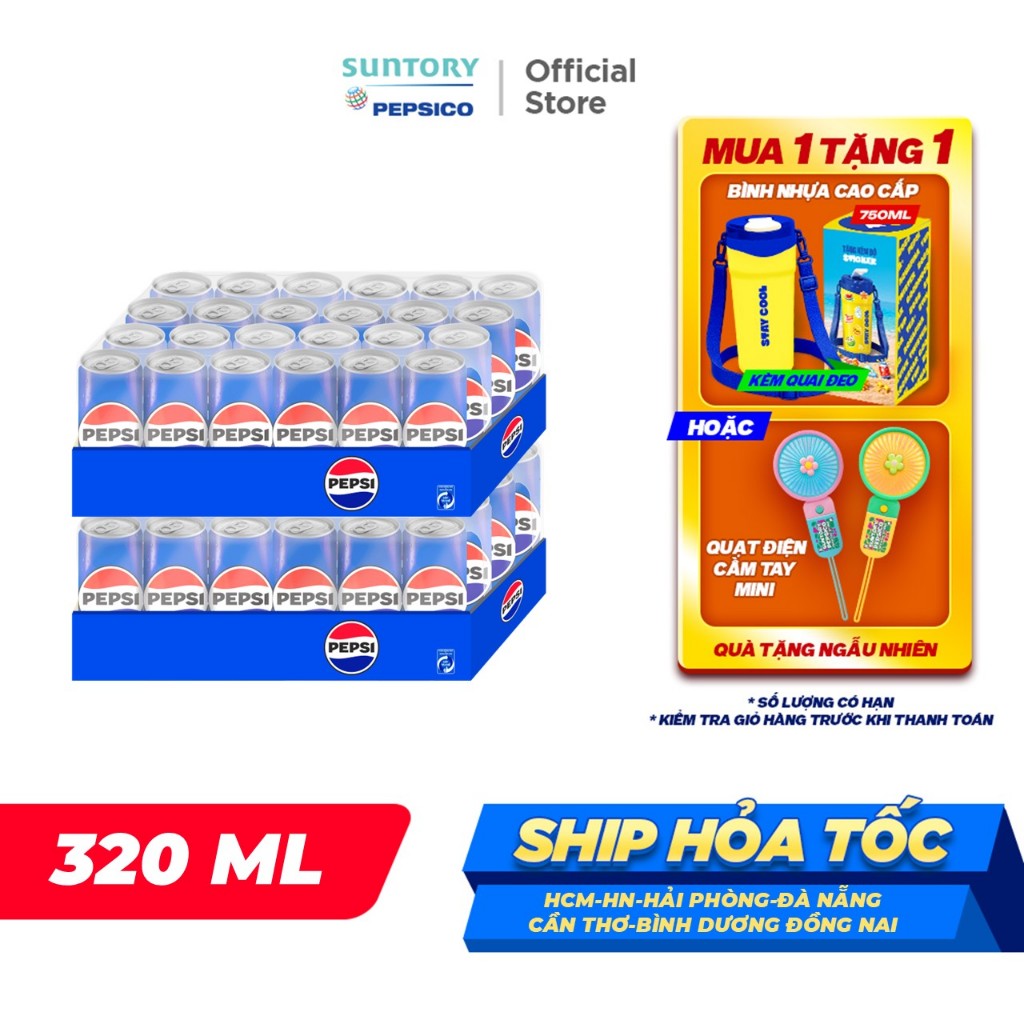 Combo 2 Thùng 24 Lon Pepsi (320ml/lon hoặc 350ml/lon)