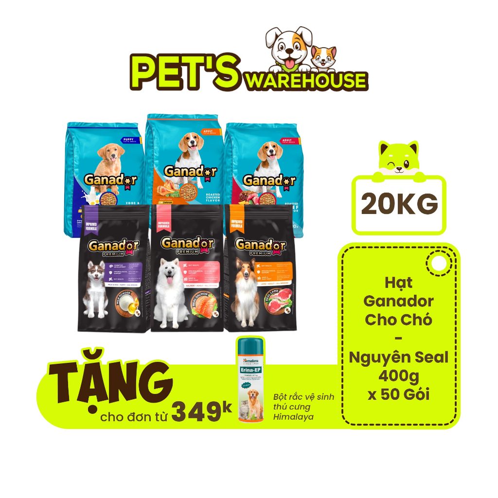 [Túi nguyên Seal 20kg] Hạt Ganador cho chó mọi lứa tuổi, đủ vị, siêu tiết kiệm | Pet's Warehouse