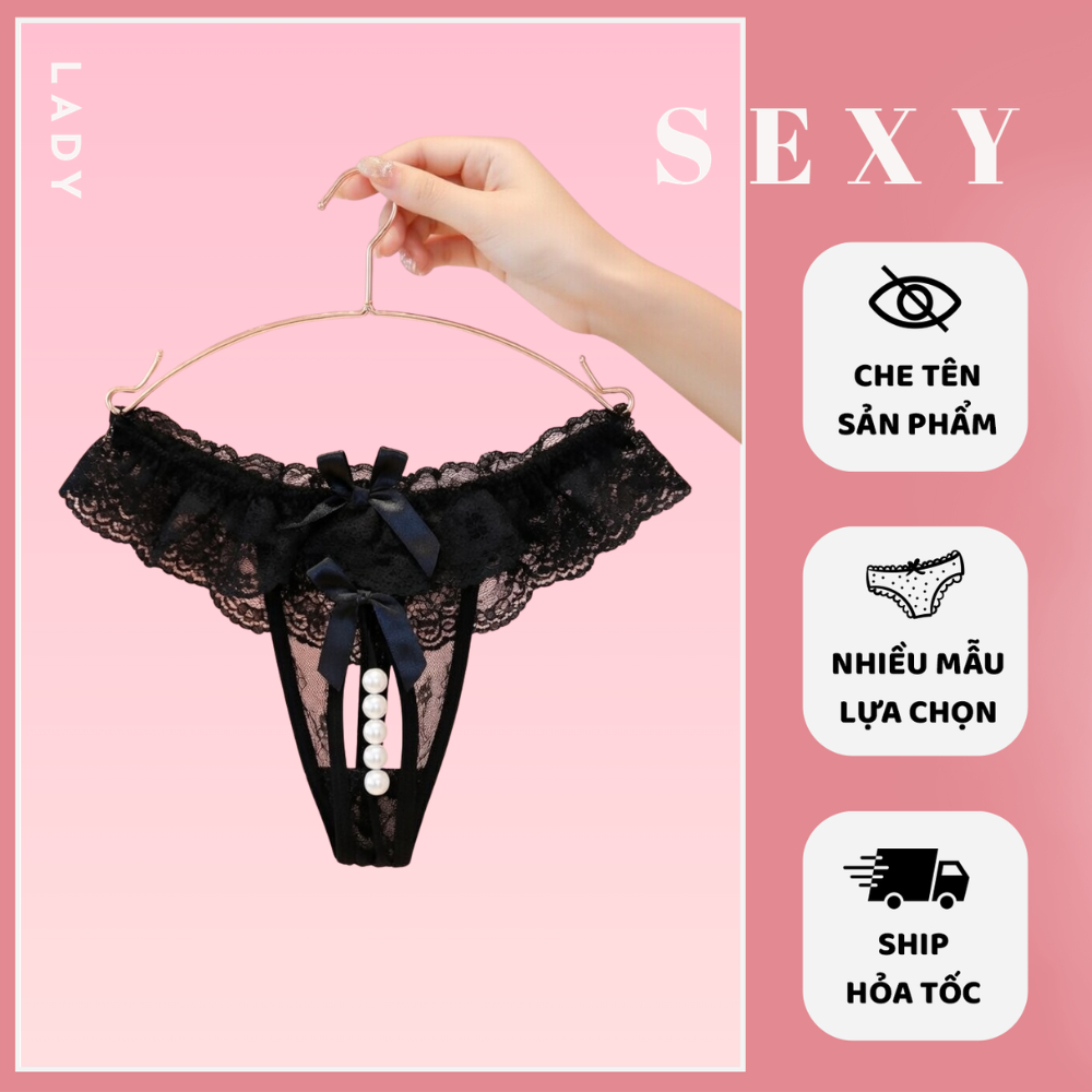 Quần Lót Nữ Đính Ngọc Trai LK02 - Quần Lót Ren Nữ Mềm Mại Quyến Rũ