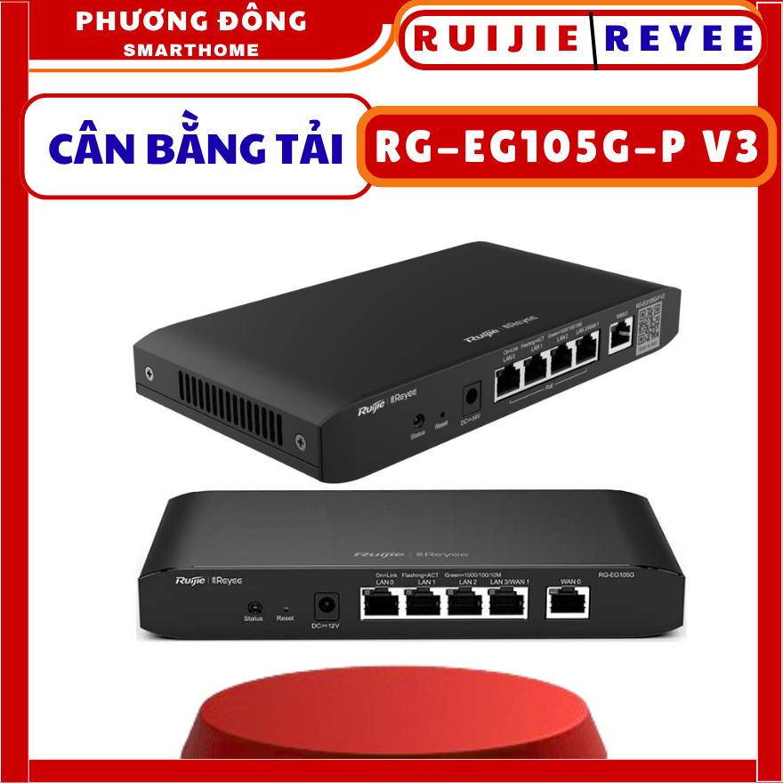CÂN BẰNG TẢI RUIJIE RG-EG105G-P V3 - 5 cổng Cổng Gateway Gigabit, Hỗ trợ tối đa 2 liên kết WAN, 100 