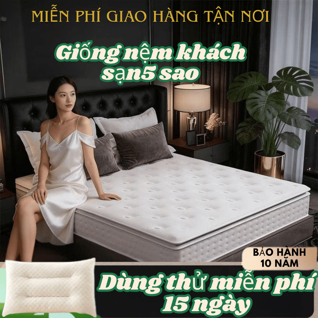 Nệm Hybrid Latex 100% Cao Su Thiên Nhiên – Lò Xo Túi Độc Lập, Êm Ái, Bền Bỉ
