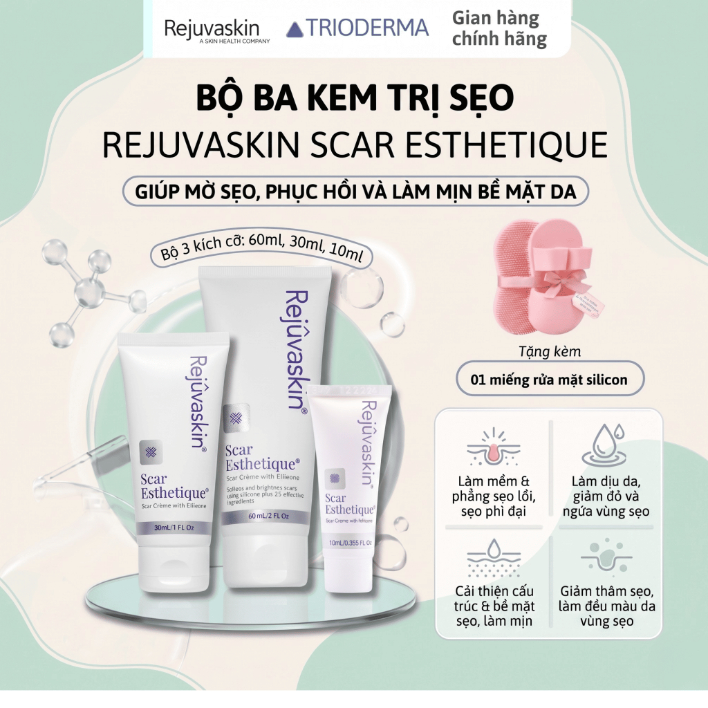 Kem xóa mờ Sẹo Thâm, Sẹo Rỗ, Sẹo Lõm Scar Esthetique của Rejuvaskin Mỹ Tuýp 10ml / 30ml / 60ml