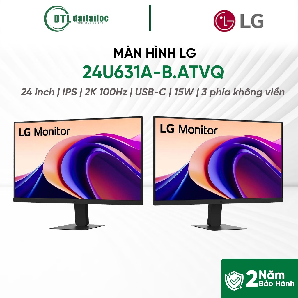 MÀN HÌNH LG 24U631A-B.ATVQ 24 INCH IPS QHD 2K 100HZ THIẾT KẾ KHÔNG VIỀN | CHÍNH HÃNG | BẢO HÀNH 24 T