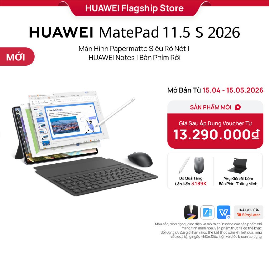 [NEW] HUAWEI Máy tính bảng HUAWEI MatePad 11.5 S 2026 | Màn Hình Papermatte Siêu Rõ Nét | HUAWEI Notes | Bàn Phím Rời | BigBuy360 - bigbuy360.vn