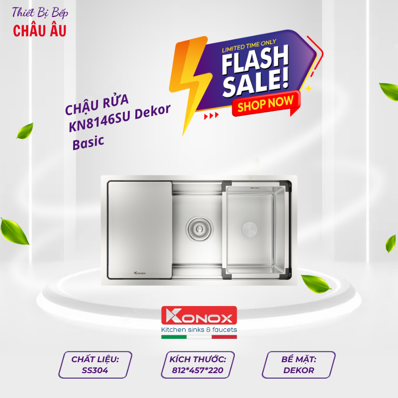 CHẬU RỬA CHÉN KONOX DEKOR KN8146SU Workstation cao cấp – Chống xước vượt trội – Tối ưu không gian bế