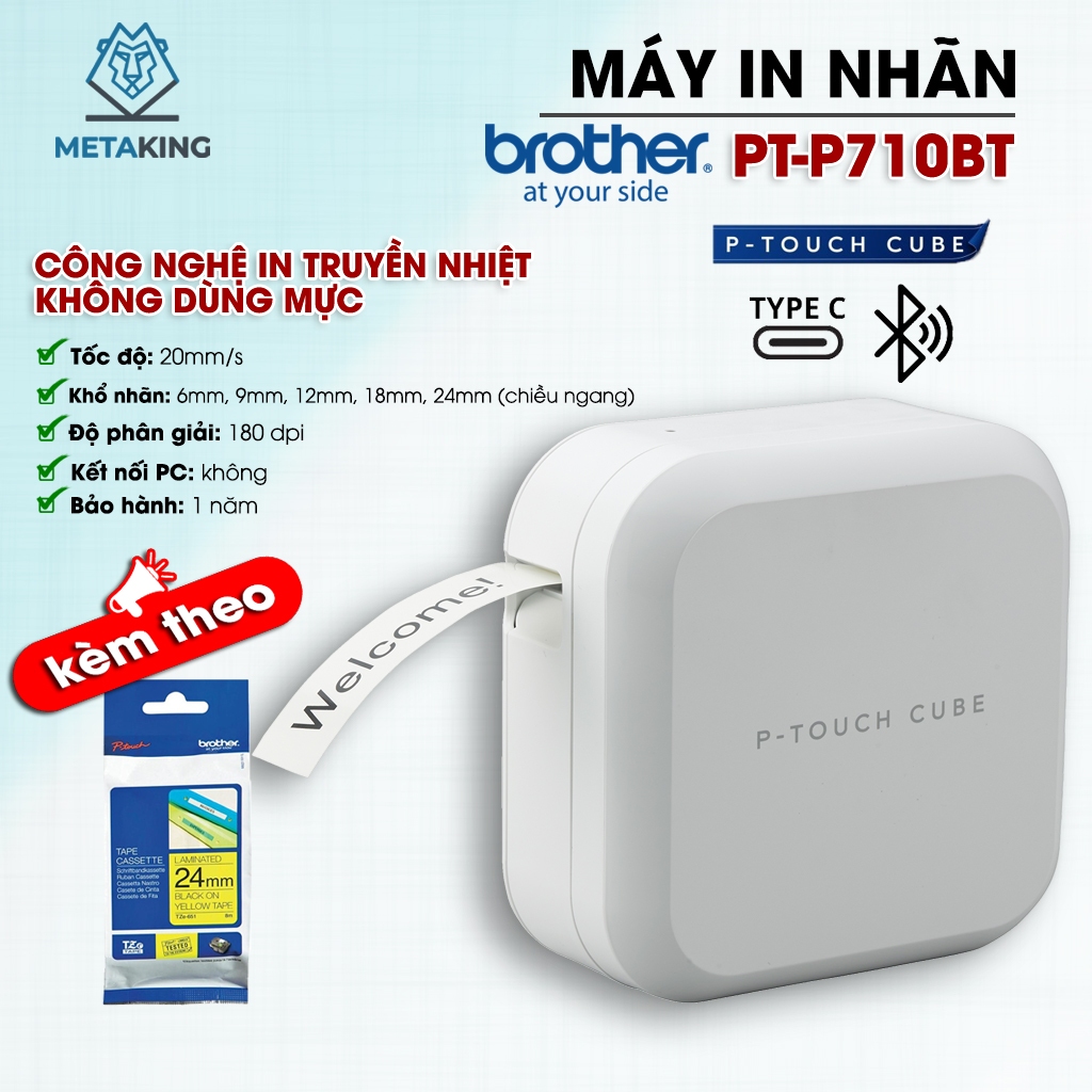 Máy in nhãn Brother P-Touch Cube PT-P710BT - Chính hãng