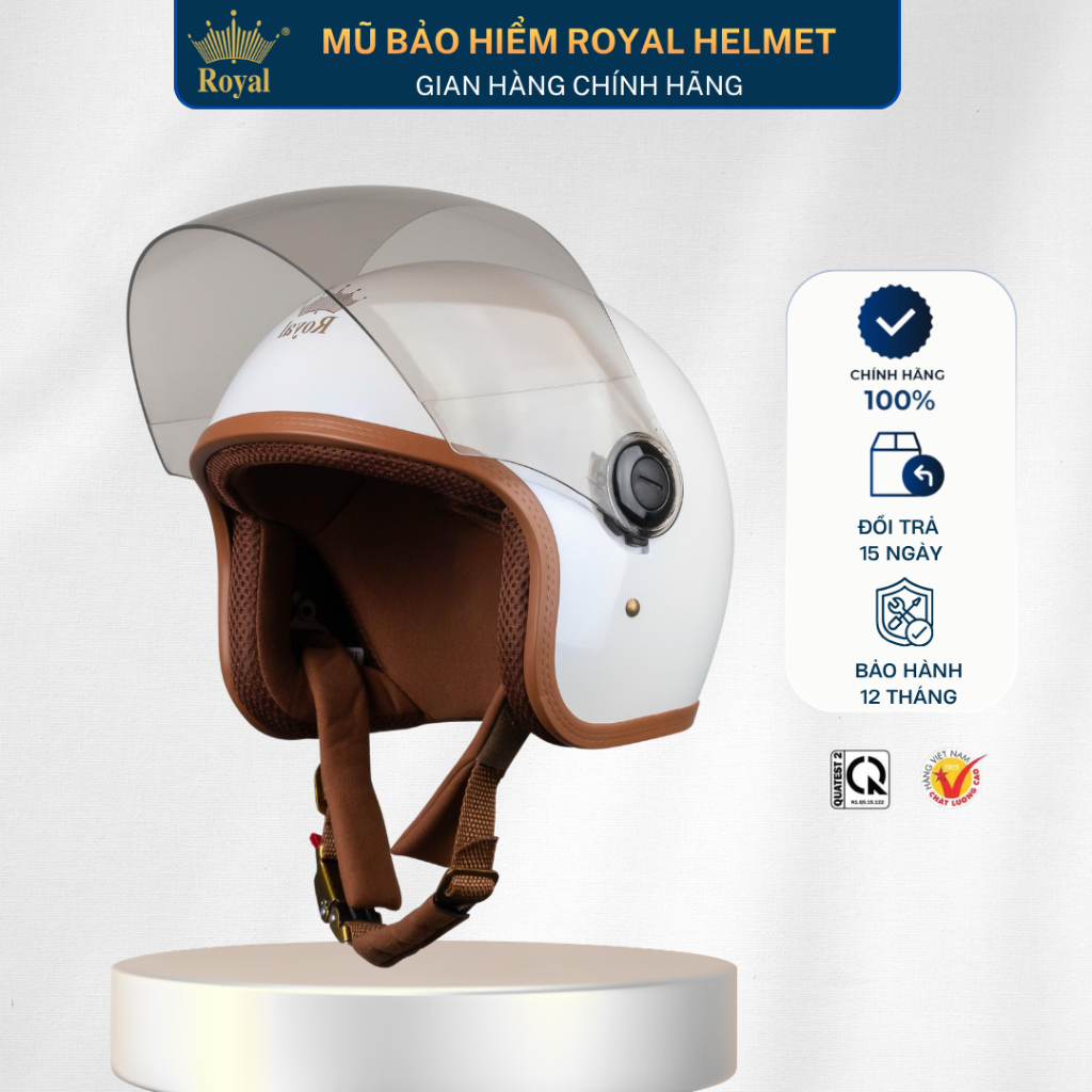 Mũ Bảo Hiểm 3/4 Royal M339 Kính Dài Chống Tia UV Bảo Hành 12 Tháng