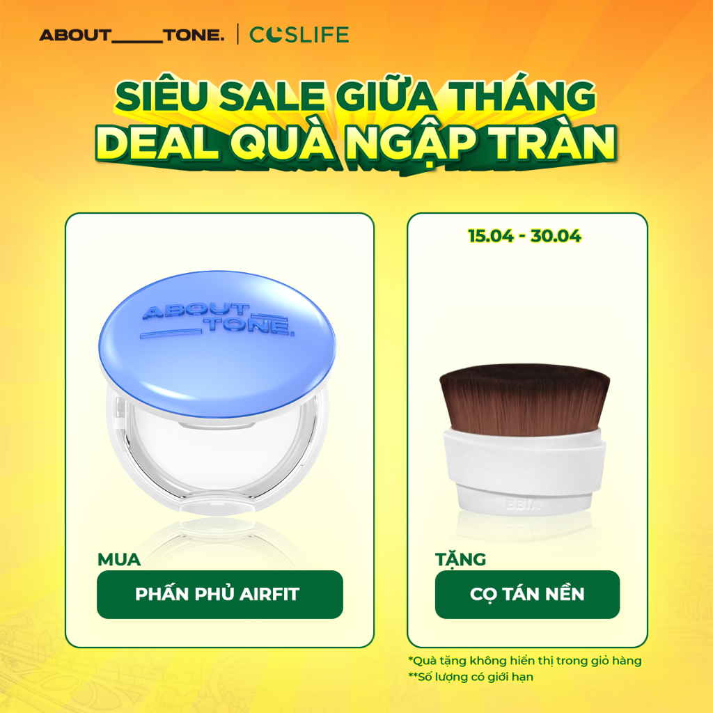 [DEAL QUÀ] Phấn Phủ Nén ABOUT_TONE Kiềm Dầu Giữ Nền Khô Thoáng Mịn Da Tự Nhiên 9g | BigBuy360 - bigbuy360.vn
