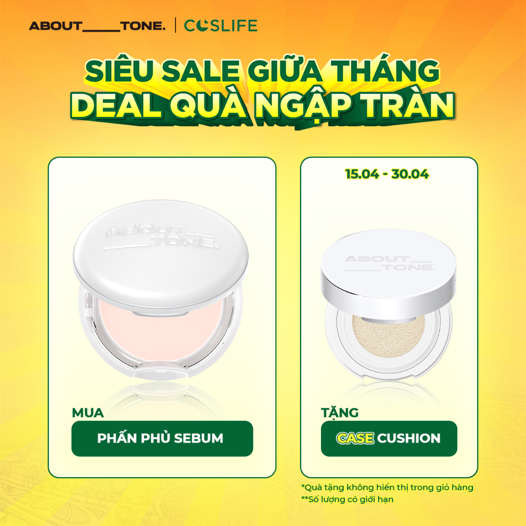 [DEAL QUÀ] Phấn Phủ Nén ABOUT_TONE Kiềm Dầu Giữ Nền Khô Thoáng Mịn Da Tự Nhiên 9g | BigBuy360 - bigbuy360.vn