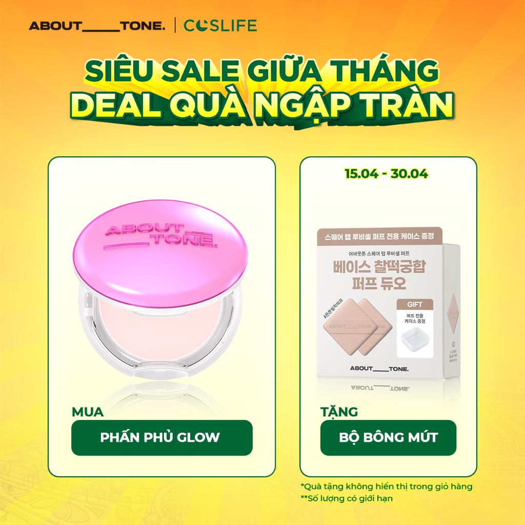 [DEAL QUÀ] Phấn Phủ Nén ABOUT_TONE Kiềm Dầu Giữ Nền Khô Thoáng Mịn Da Tự Nhiên 9g | BigBuy360 - bigbuy360.vn