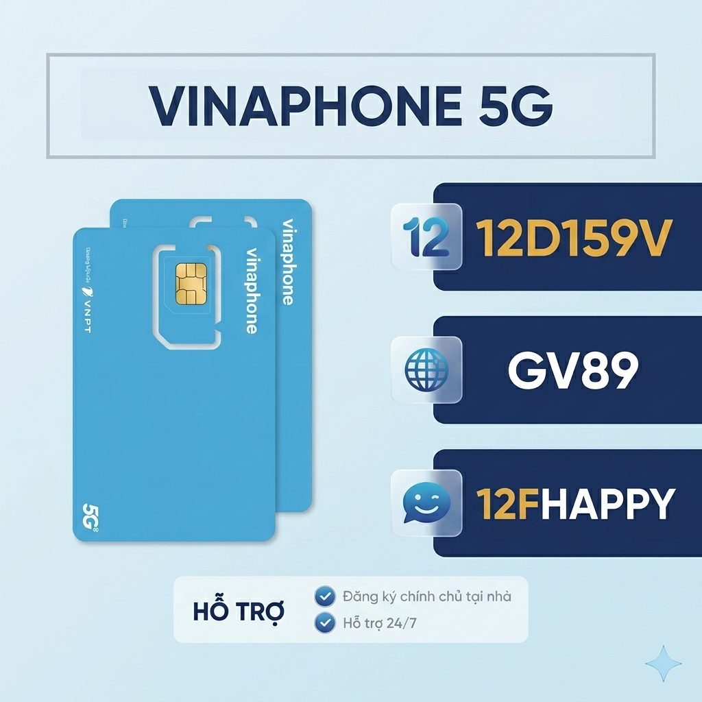 Sim 5G Vinaphone nghe gọi + data – 12D159V, GV89, FCLUB. shop hỗ trợ đăng kí chính chủ - Tạp Hóa Sim