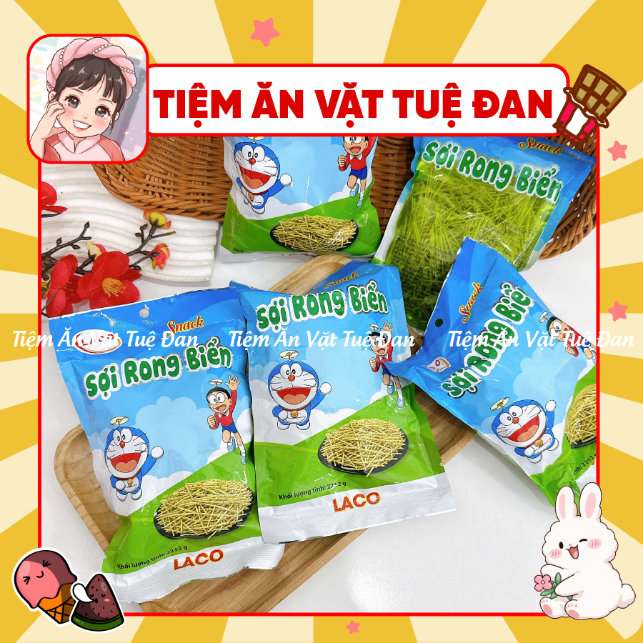 [10 GÓI] Snack Sợi Rong BiểnTăm Cay Doremon, đồ ăn vặt tuổi thơ, Que Tăm Cay Tuổi Thơ