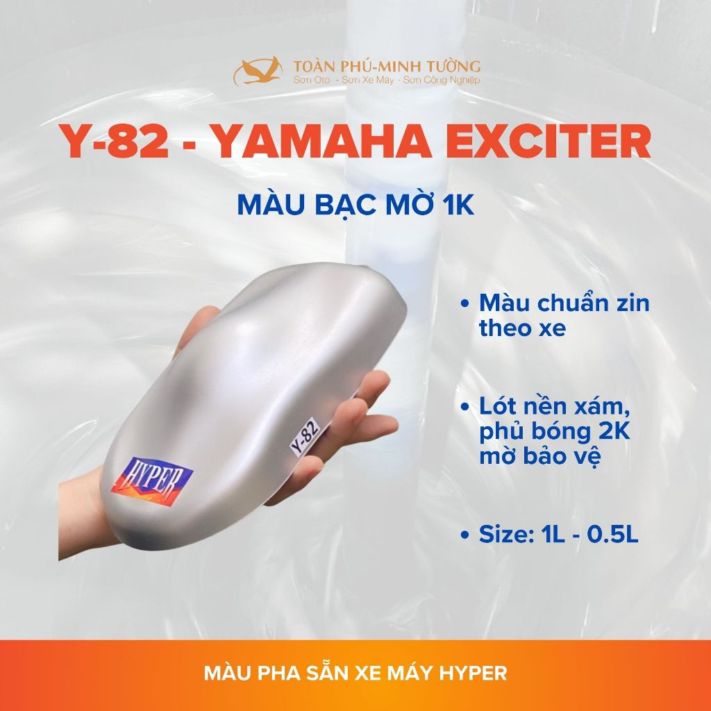 Sơn xe máy HYPER màu bạc mờ Yamaha Exciter 1K (Code: Y-82) - 1 Lít