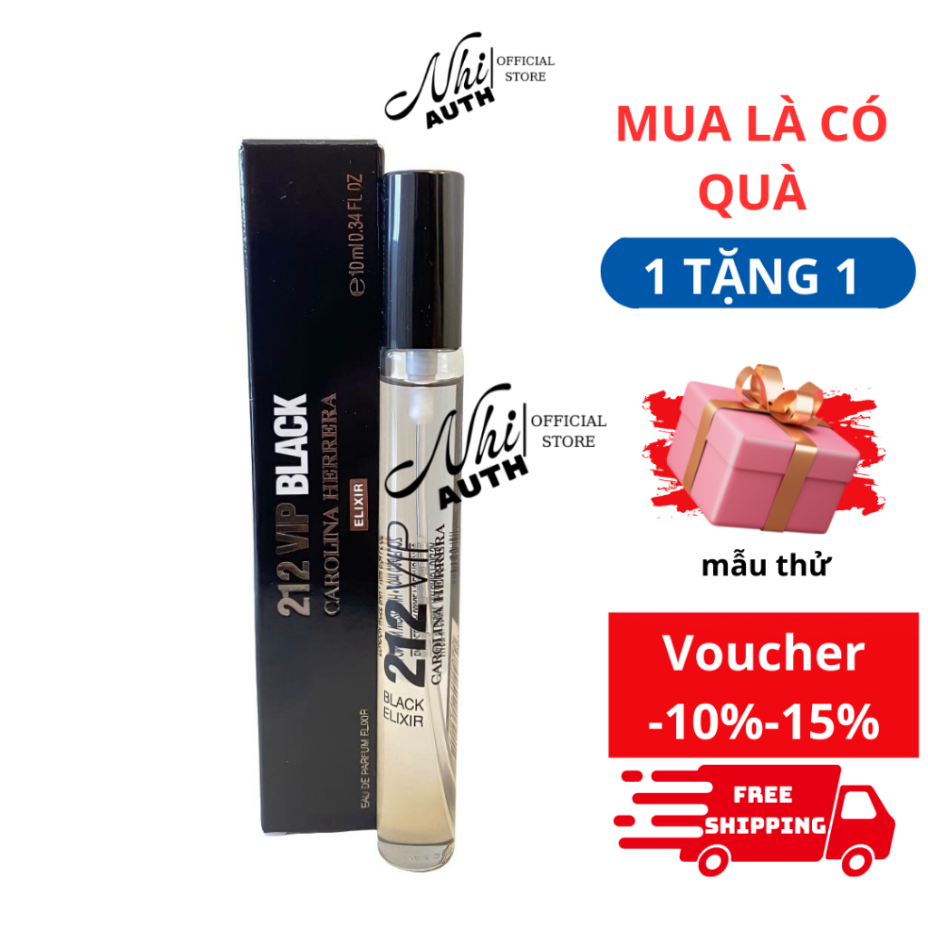 Nước hoa nam 212 VIP Black Elixir EDP Elixir 10ml chính hãng (Hộp y hình)