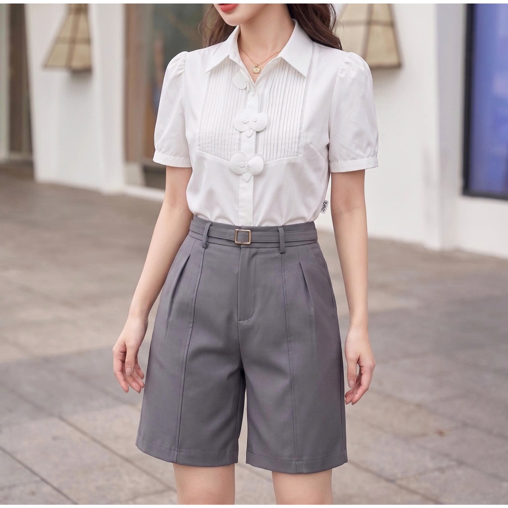 Áo Sơ Mi Nữ 𝐂𝐂𝐇𝐀𝐓 Dáng Suông Kiểu Minsyin Đính Hoa Trang Trí Chất Liệu Cao Cấp 16FNT9042ST | BigBuy360 - bigbuy360.vn