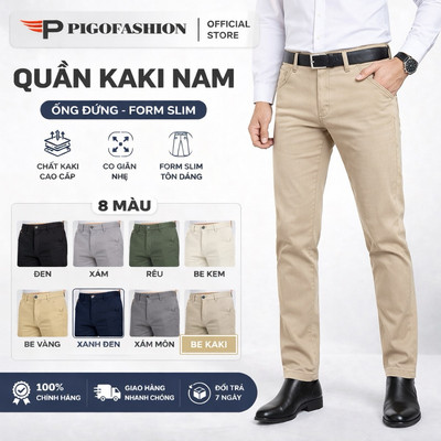 Quần kaki nam jean co giãn dáng regular FIT cao cấp PIGOFASHION - SPMQKKJ02