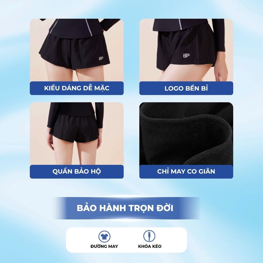 Quần bơi nữ BIKINI PASSPORT kiểu ngắn hai lớp - màu Đen - BS1015_BL | BigBuy360 - bigbuy360.vn