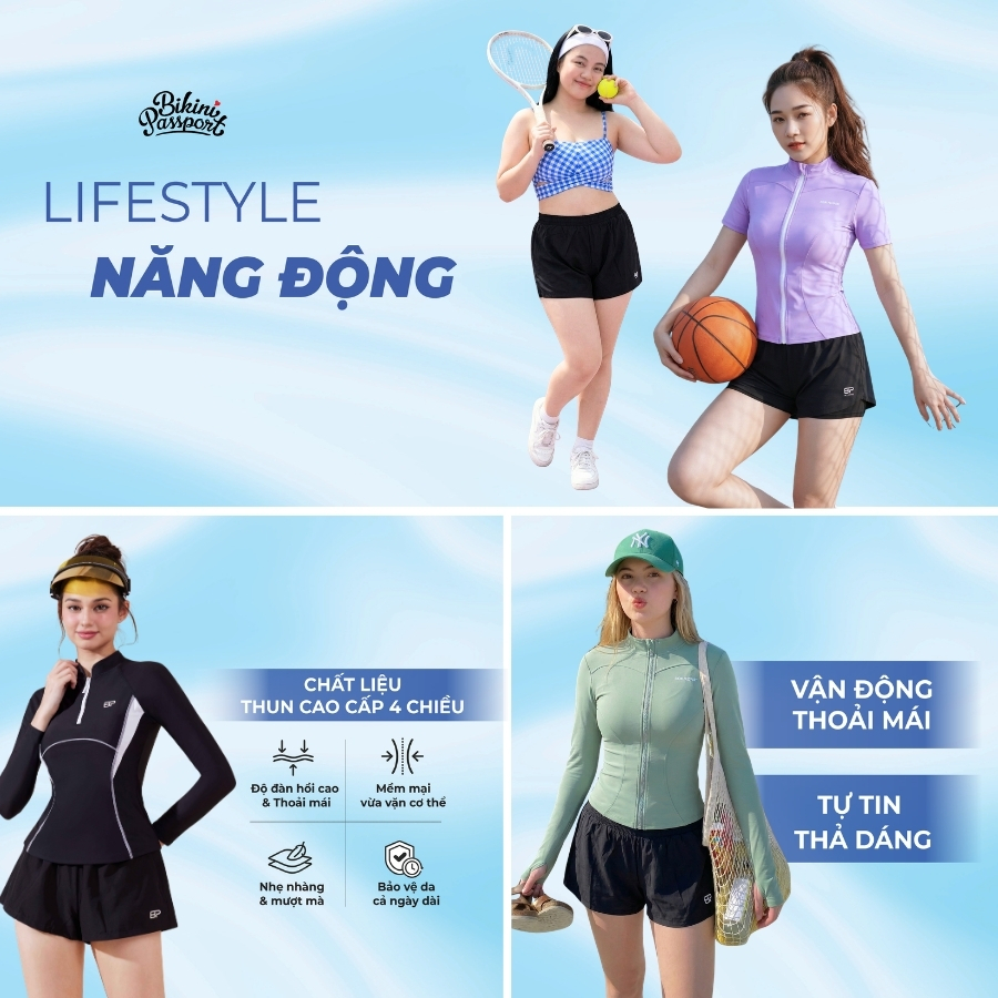 Quần bơi nữ BIKINI PASSPORT kiểu ngắn hai lớp - màu Đen - BS1015_BL | BigBuy360 - bigbuy360.vn