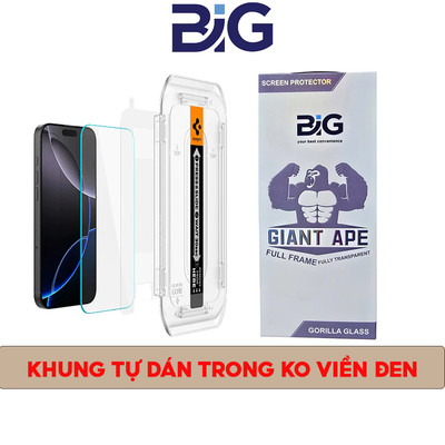Kính Cường Lực Trong Suốt Khung Tự Dán 𝐁𝐈𝐆 Không Viền Đen Dùng Cho Điện Thoại 12-13-14-15-16-Promax