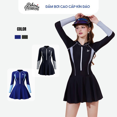 Đồ bơi một mảnh nữ tay dài chống UV đi du lịch - Bikini Passport - BS1017_BL