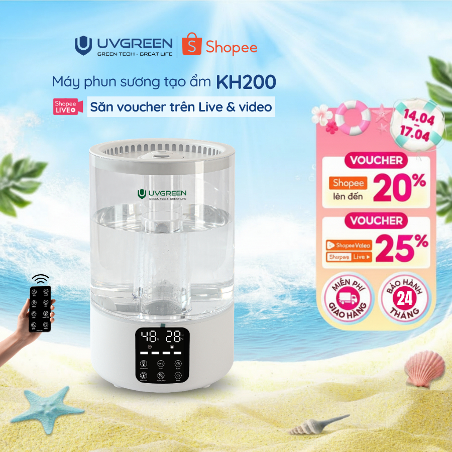 Máy Phun Sương Tạo Ẩm Không Khí UVGREEN KH200 | Dung tích 5L, Diệt Khuẩn Nước, Xông Tinh Dầu