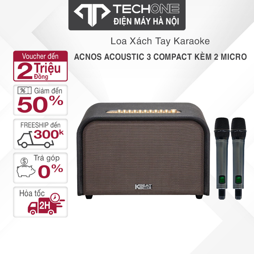 Loa Karaoke Xách Tay Acnos ACOUSTIC 3 Compact 220W (RMS) Và Acnos ACOUSTIC 3 V26 Tặng kèm 2 Mic Hàng