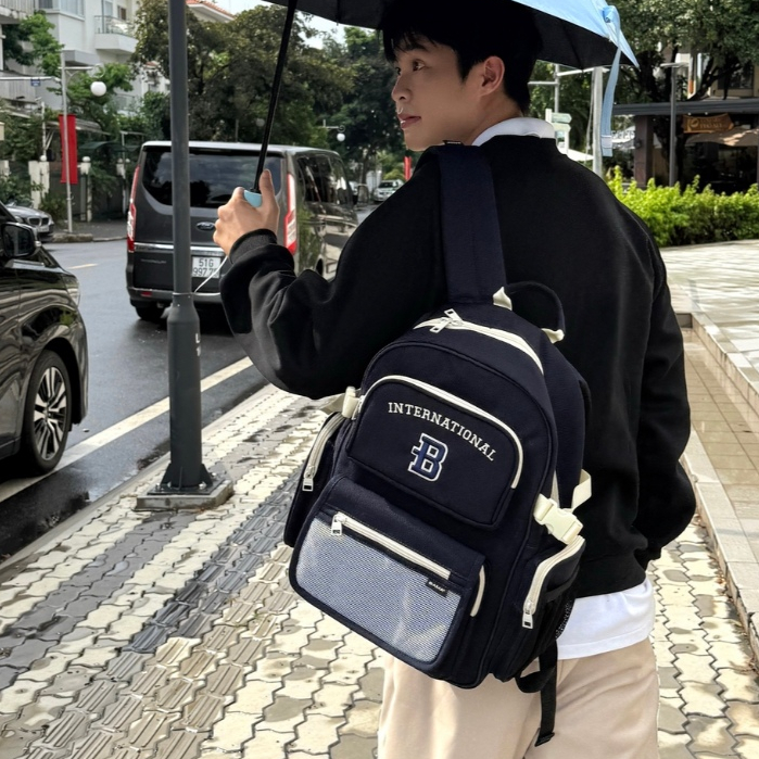 Balo nam nữ đi học đi làm BAMA Border Backpack cặp chống nước nhiều ngăn đựng laptop 13 14 15.6 inch | BigBuy360 - bigbuy360.vn