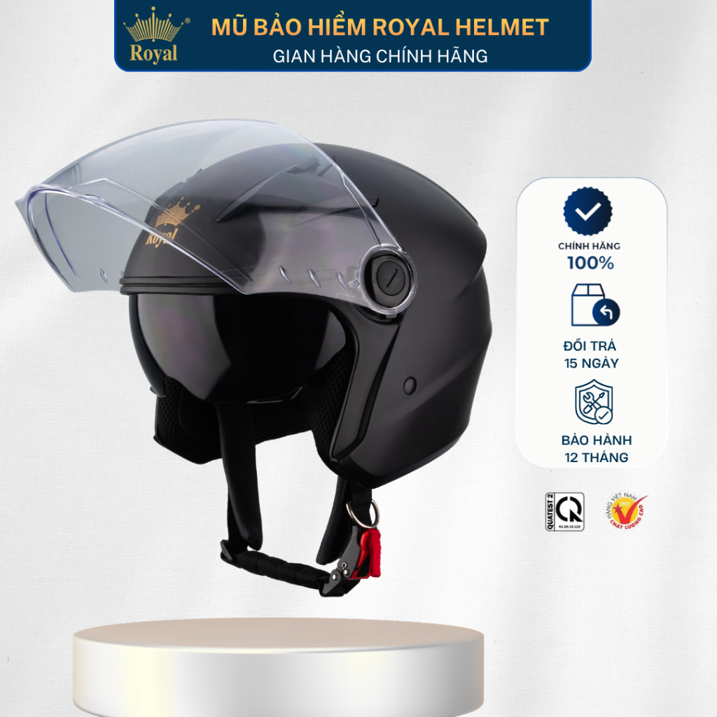 Mũ Bảo Hiểm 3/4 Royal M268 Loại 2 Kính Cao Cấp, Nón Bảo Hiểm Royal 3/4 Nam Nữ Bảo Hành 12 Tháng