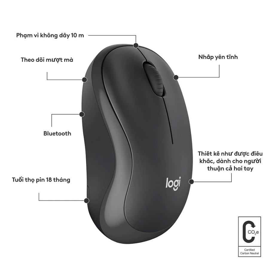 Chuột không dây Logi M220 , Chuột máy tính kết nối kép- chống ồn phù hợp đa thiết bị | BigBuy360 - bigbuy360.vn