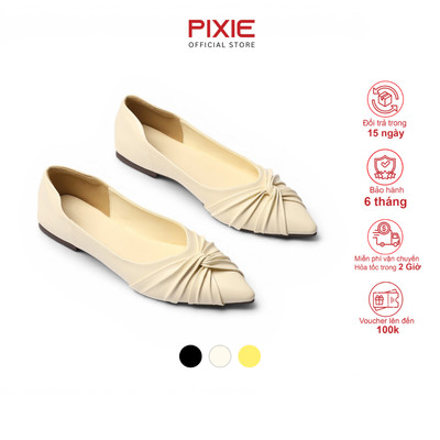 Giày Búp Bê Nữ Đế Mềm Bệt Nơ Xoắn Mũi Nhọn Pixie X717