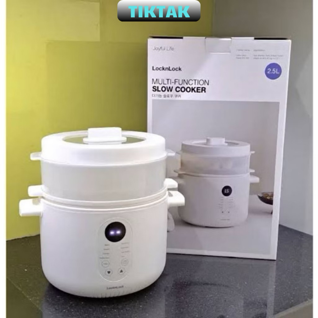 Nồi nấu chậm đa năng Locknlock Bianco Multi-function Slow Cooker 2.5L - EJP164IVY, Kèm Khay Hấp, 4 T
