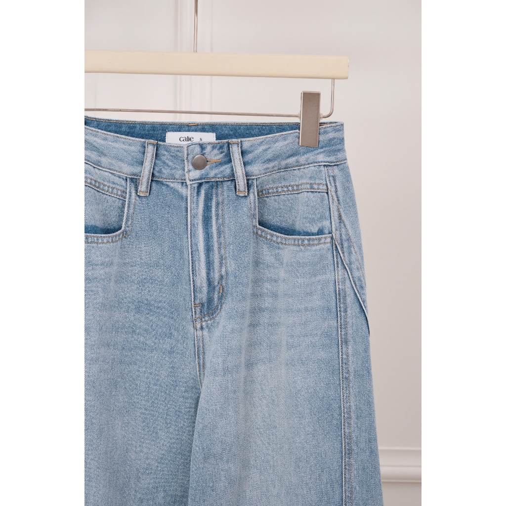 (Little Women) Quần jeans ống rộng wash màu, form basic thanh lịch, chất liệu mềm mát thời trang nữ Calie QJ071 | BigBuy360 - bigbuy360.vn
