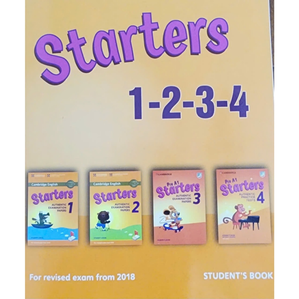 Vở - Bộ đề ôn luyện starters,movers,flyers mới nhất  2018-2024 (in gộp từ 1 đến 4 + kèm mp3 và đáp á