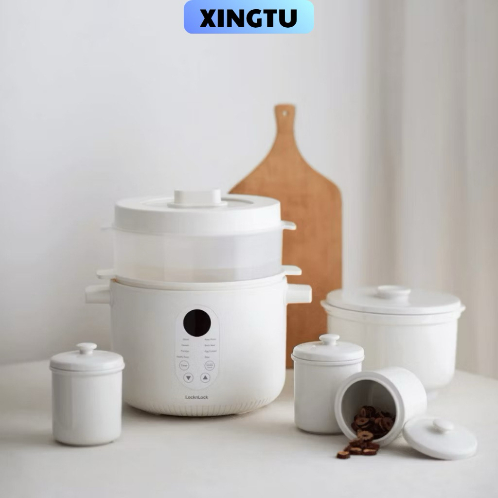 Nồi nấu chậm đa năng Locknlock Bianco Multi-function Slow Cooker 2.5L - EJP164IVY, Kèm Khay Hấp, 4 T