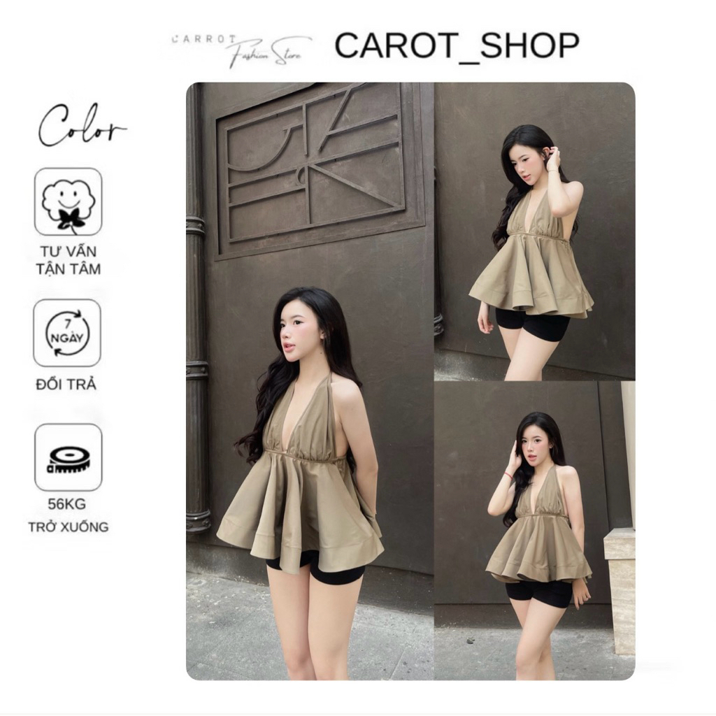 ( 𝐁𝐈𝐆𝐒𝐈𝐙𝐄 𝐒 => 𝟑𝐗𝐋 ) 𝐕𝐍𝟗𝟓 Áo “ 𝐘𝐞̂́𝐦 𝐜𝐨̂̉ 𝐕 “ xoè phồng sang chảnh tiểu thư phù hợp mùa hè by CarrotShop | BigBuy360 - bigbuy360.vn