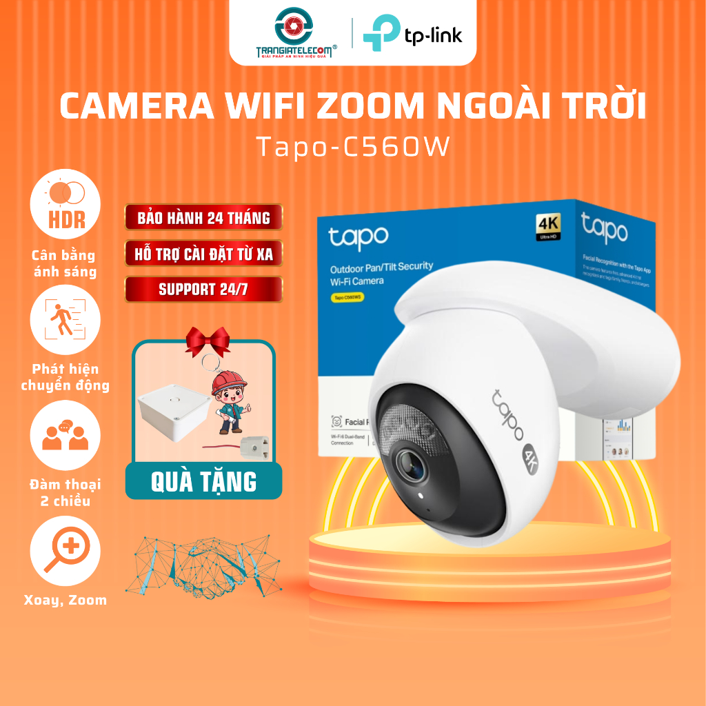 Camera Wi-Fi TP-Link Tapo C560WS 4K Ngoài Trời | Băng Tần Kép, Màu Ban Đêm, Chuẩn IP66 - TRANGIATELE