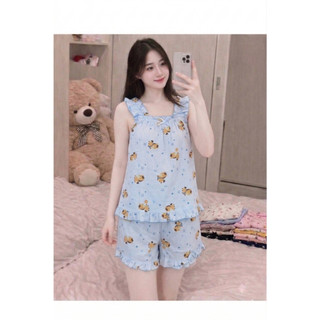 Đồ bộ ngắn dưới 55kg chất vải cotton hàn mềm mát.