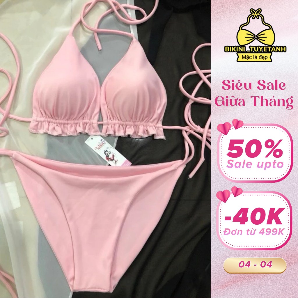 Bikini, Áo Tắm 2 Mảnh Tam Giác Basic Bèo Dây Dài Tự Do Tự Tạo Kiểu (Bộ Sưu Tập Bikini Hot Trend) | BigBuy360 - bigbuy360.vn