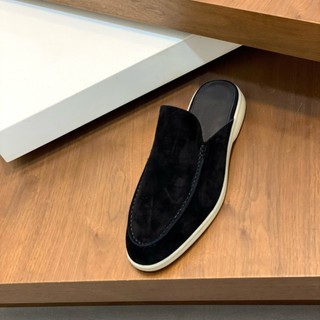 Shallow Slipper Da Lộn Đế Bệt, Giày Sục Nam Đế Bệt Da Thật Nâu Be Dustino