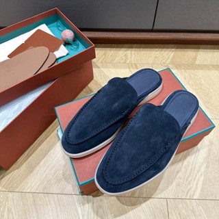 Shallow Slipper Da Lộn Đế Bệt, Giày Sục Nam Đế Bệt Da Thật Nâu Be Dustino