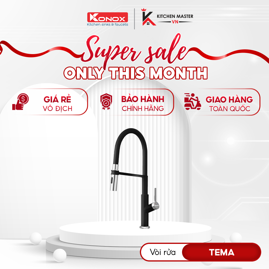 Vòi Rửa Chén Konox Tema – Nóng Lạnh Kiểu Dáng Tối Giản Sang Trọng