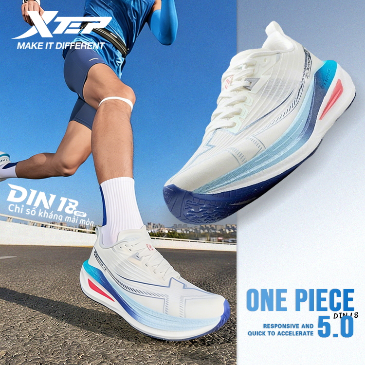XTEP One Piece 5.0 Giày chạy nam mùa hè mới, giày thể thao marathon, đế giày CPU, công nghệ ACE nhẹ 