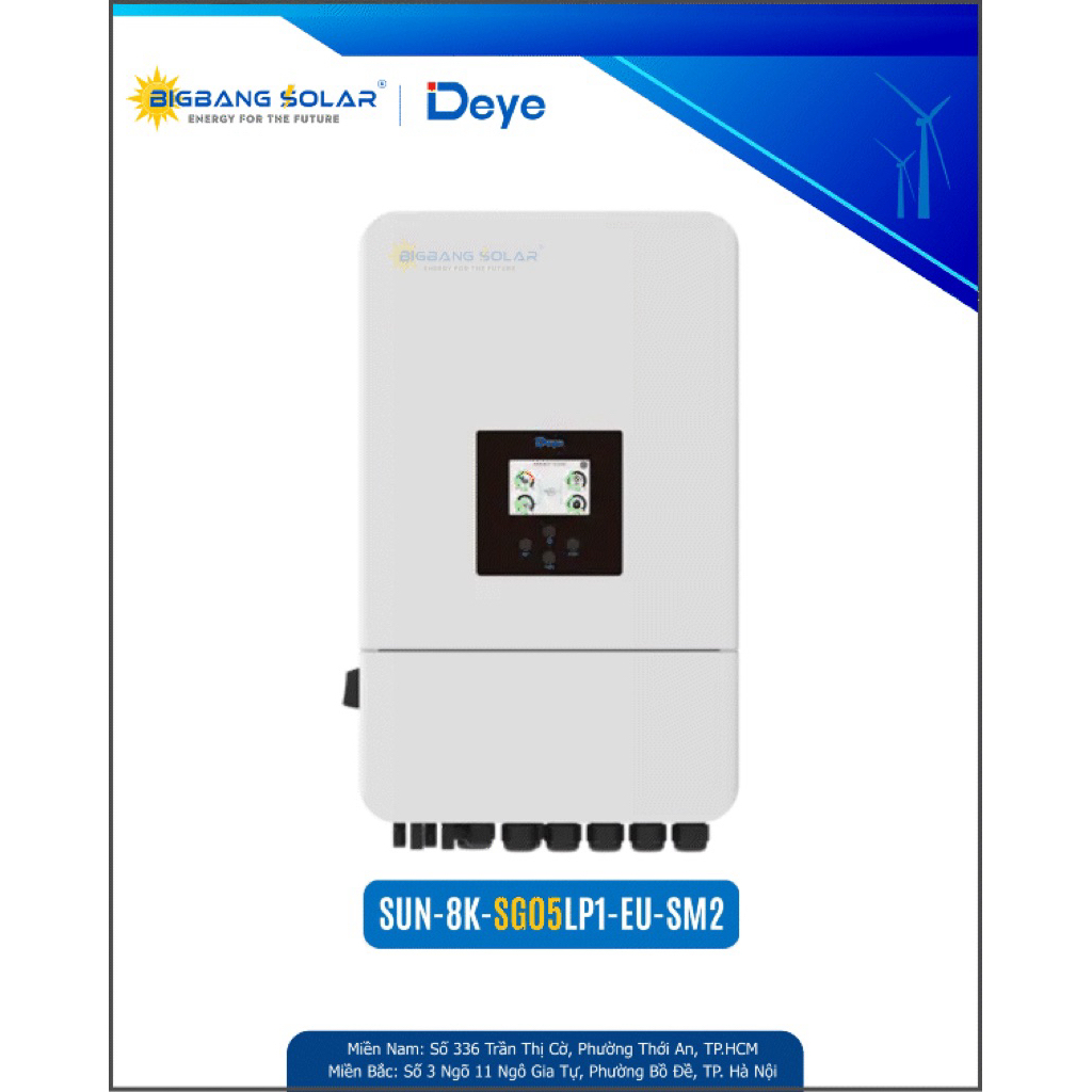 Biến tần hòa lưới có lưu trữ DEYE, inverter Hybrid DEYE 8kW 1pha  SUN-8K-SG05LP1-EU
