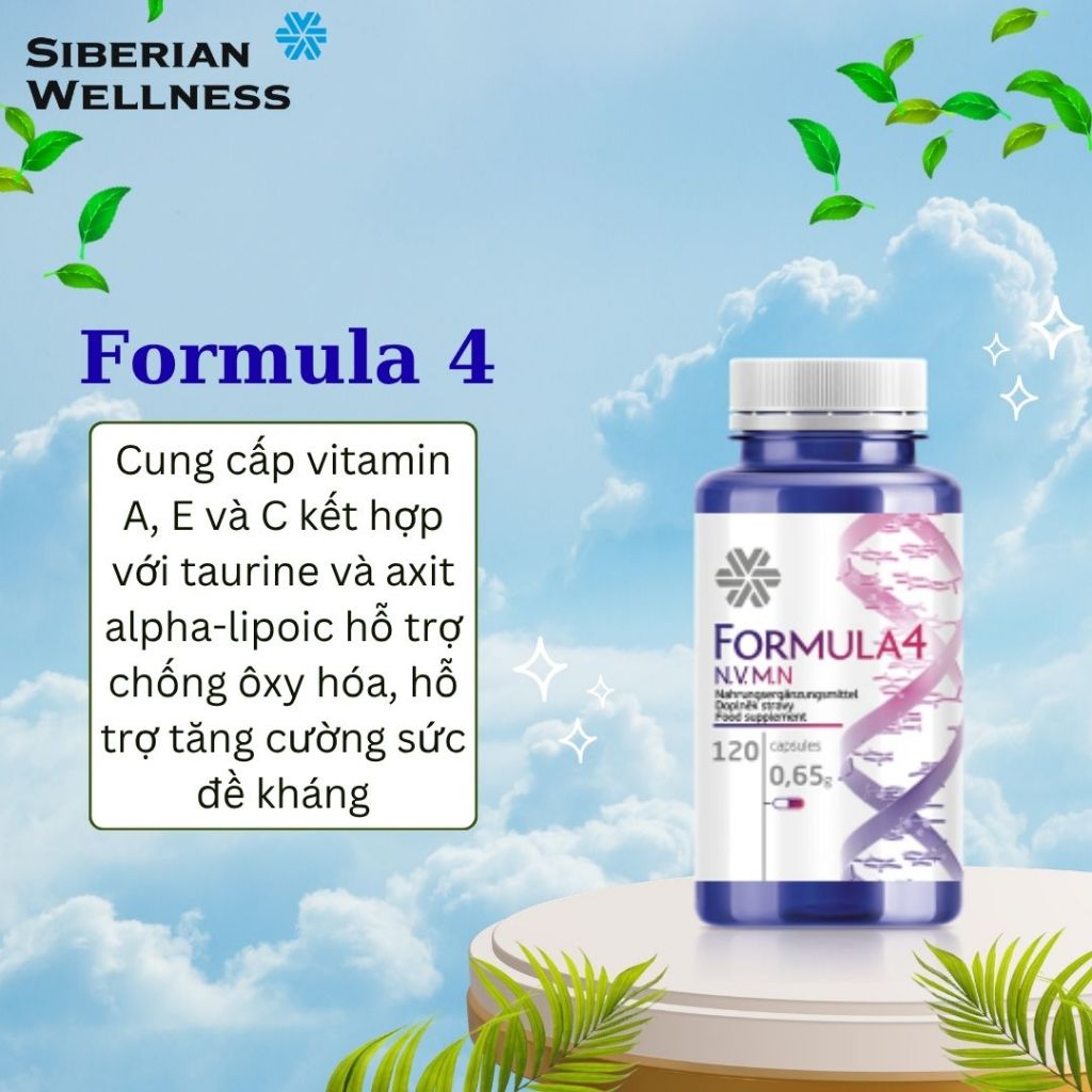 Siberian novomin FORMULA 4 , bảo vệ tế bào cơ thể - Hộp 120 viên