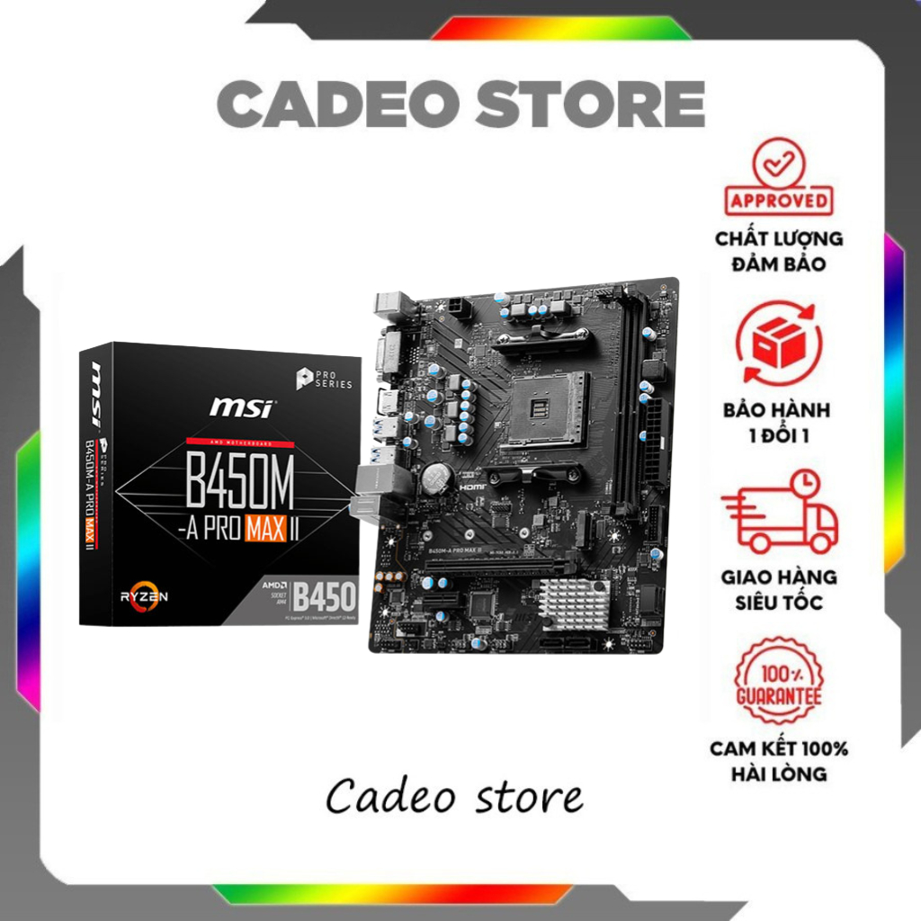 Main MSI B450M-A PRO MAX II Gaming AM4, Hỗ Trợ Ryzen 5/7, DDR4, M.2, Bền Bỉ Hiệu Năng Cao