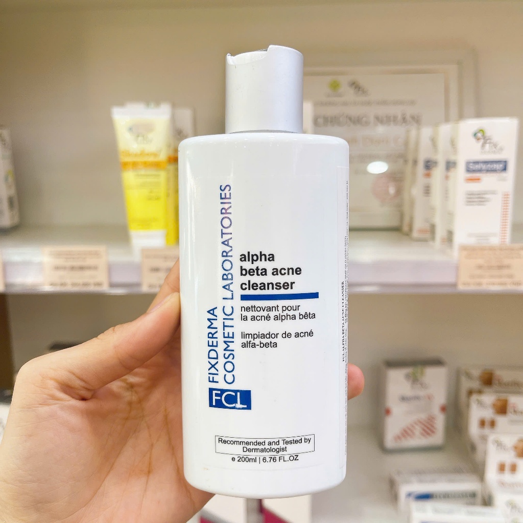 Fixderma FCL Sữa rửa mặt ngừa mụn trứng cá, mụn đầu đen Alpha-Beta Acne Cleanser 200ml TẶNG KHĂN GIẤ