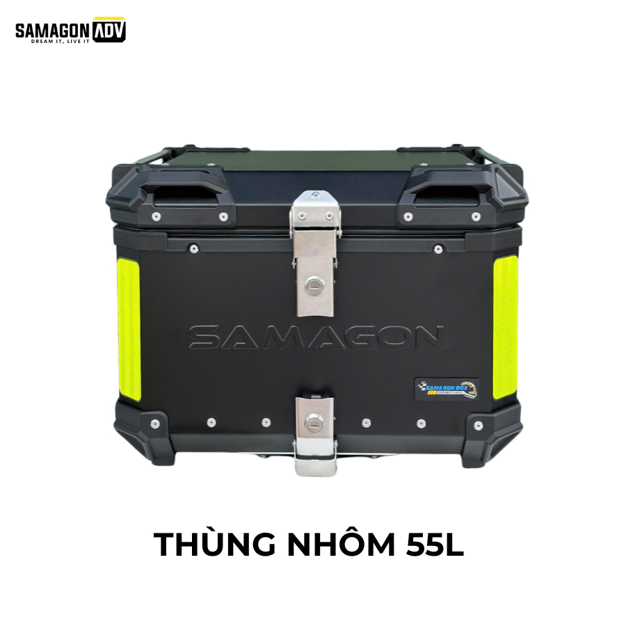 Thùng Nhôm Samagon ADV 55L Màu Đen/Bạc/Bản Cao Cấp Anodized