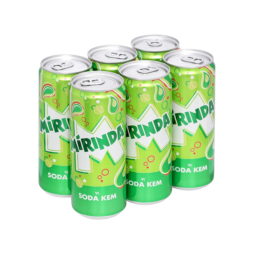 Lô 6 Nước Ngọt Mirinda Soda Kem / Hương Cam / Xá Xị / Hương Dứa  320ml