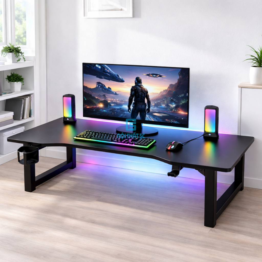 Bàn gấp làm việc học tập ngồi bệt Nội Thất 5C BH-015G, Bàn gaming gấp thấp kích thước lớn chân sắt p