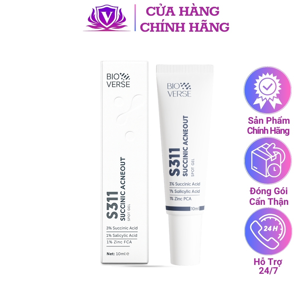 Gel Chấm Mụn S311 Bioverse Chính Hãng 10ml Hỗ Trợ Giảm Thâm Mụn Làm Dịu Da Kiềm Dầu Ngăn Mụn